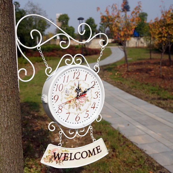 đồng hồ treo tường 2 mặt welcome